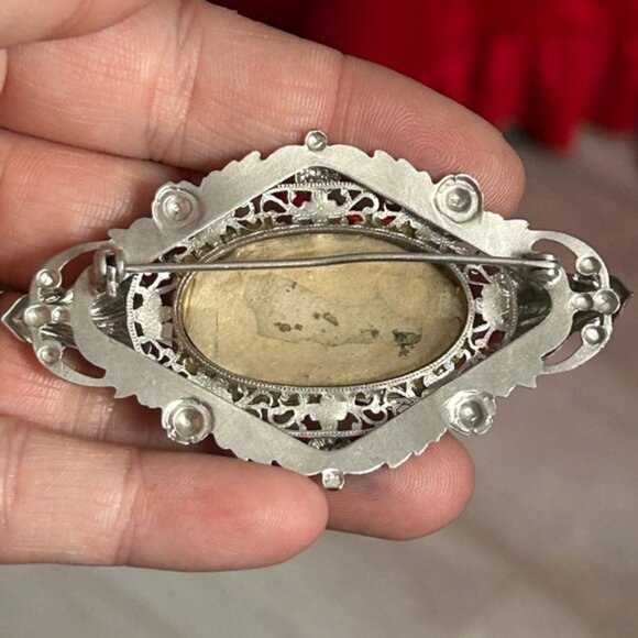 BLUE ENAMEL 1910 Elegant Silver and Blue Floral Brooch 💙 - Picture 6 of 6